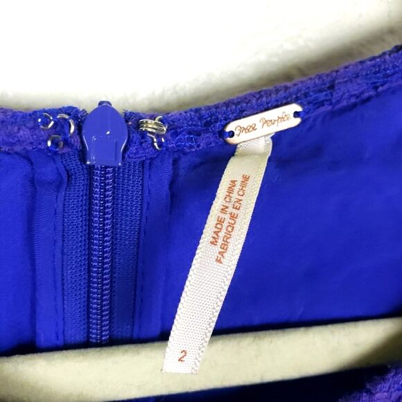 Women's Free People Purple Lace Like Mini Zip Up Dress Size 02/XS - Picture 11 of 11